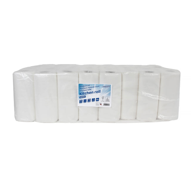 Cleaninq - Essuie-tout 2 couches 50 feuilles 16x2 rouleau blanc