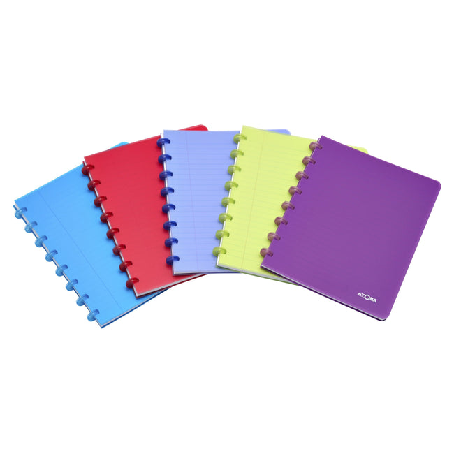Atoma - Carnet A5 diamant 5x5mm 144 pages 90gr PP transparent assorti