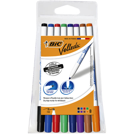 Velleda - Marqueur pour tableau blanc 1721 rond fin assorti blister de 8 pièces