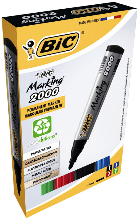 Bic - Feutre 2000 écolutions rond grande boîte assortie de 4 pièces