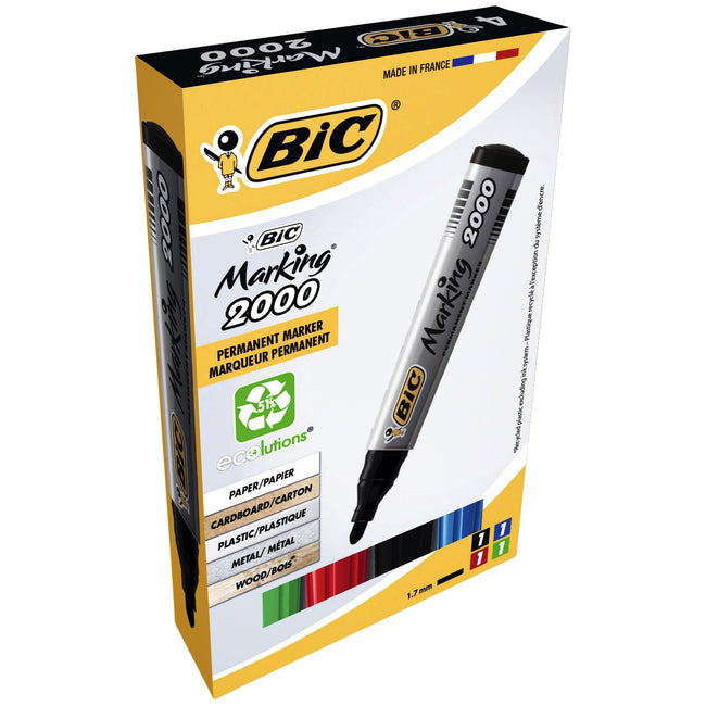 Bic - Feutre 2000 écolutions rond grande boîte assortie de 4 pièces