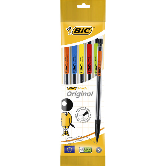 Bic - Druckbleistift Matic Original HB 0,7 mm, sortierter Beutel mit 5 Stück