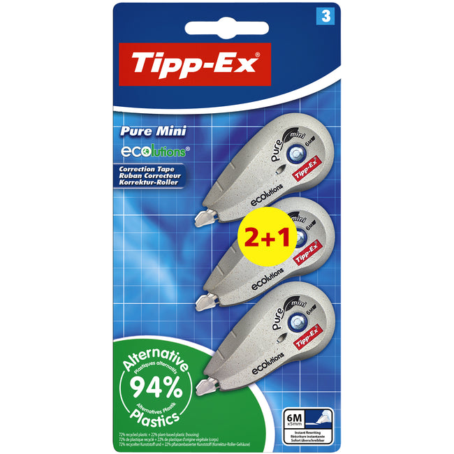 Tipp-ex - Correction mini écolutions pures 5mmx6m blister 2+1 offert