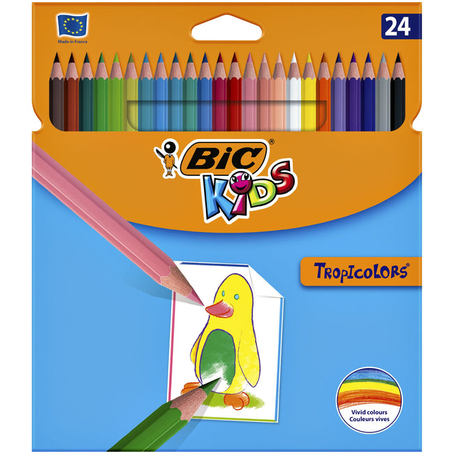 Bickids - Crayons de couleur Kids Tropicolors assortis blister de 24 pièces