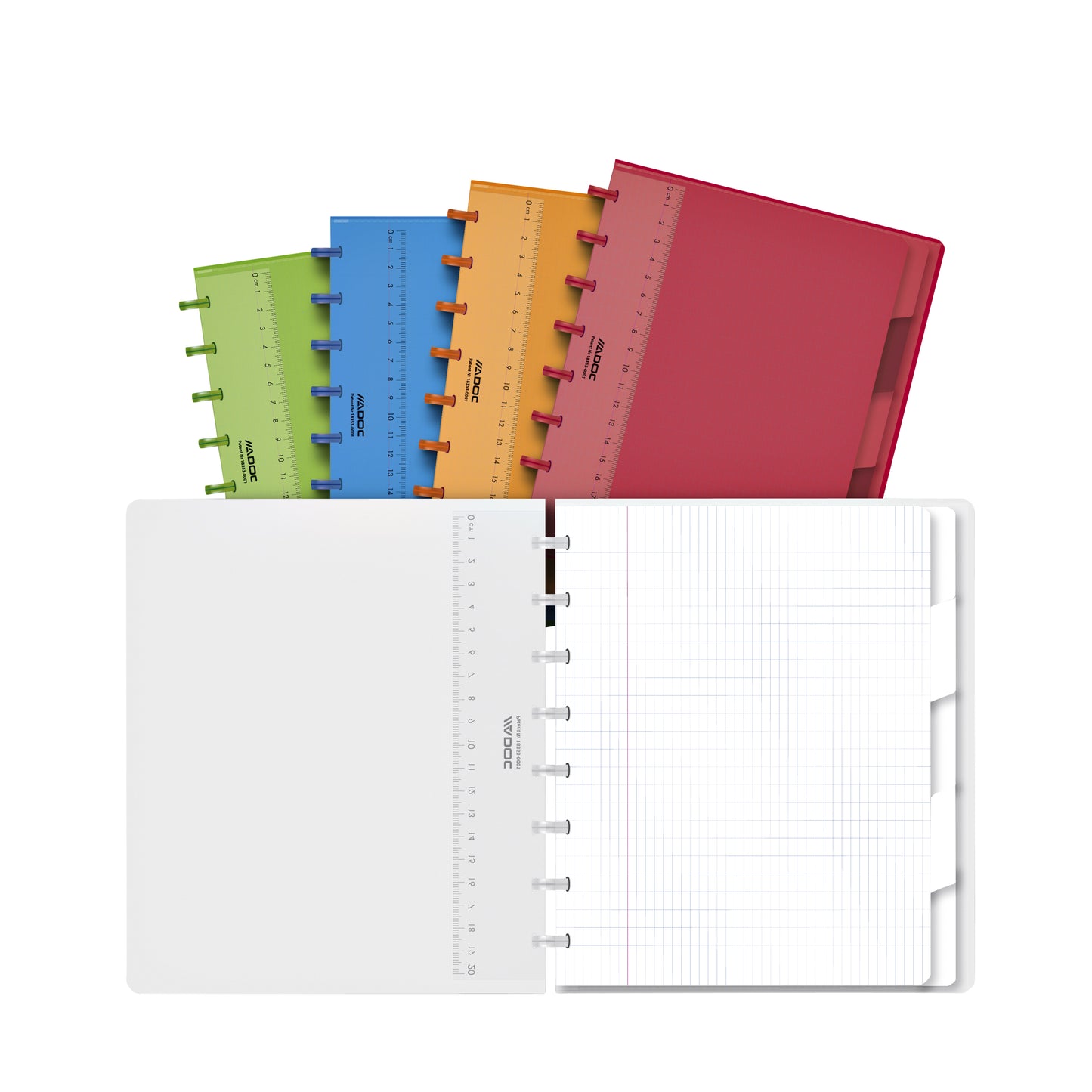 Adoc - Carnet A5 diamant 4x8mm 144 pages 90gr avec 5 onglets assortis