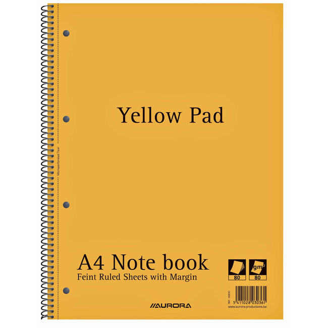 Aurora -  Collegeblk  yellow pad a4 ln 4g 160pag geel