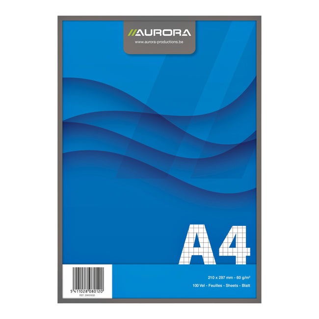Aurora -  Schrijfblok  a4 ruit 5x5mm 100vel 60gr bl