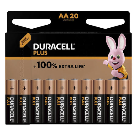 Duracell - Pile Plus 100% AA, blister de 20 pièces