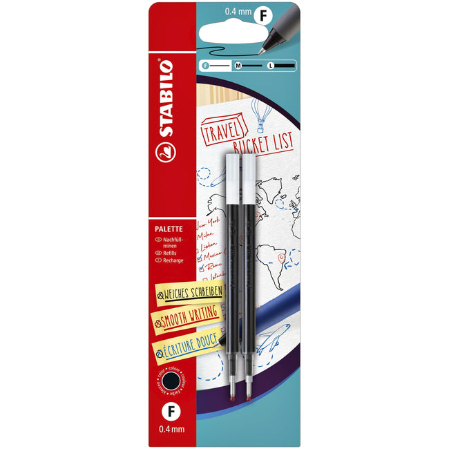 Stabilo - Tintenroller-Mine Palette fein schwarz Blister à 2 Stück