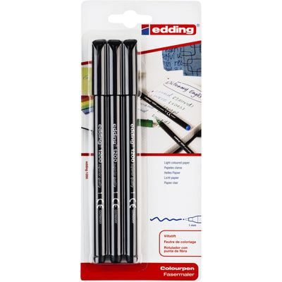 Edding - Fineliner 1200 001 blister noir fin de 3 pièces