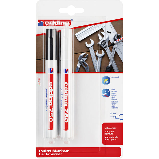 Edding -  Paintmarker  750 oliebasis 2-4mm wt-zw bls