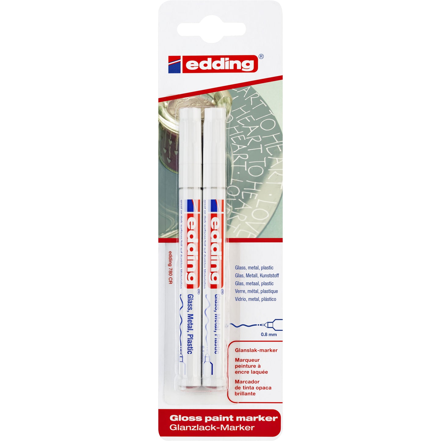 Edding -  Paintmarker  780 oliebasis 0.8mm wit bls 2x