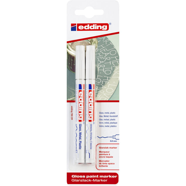 Edding -  Paintmarker  780 oliebasis 0.8mm wit bls 2x