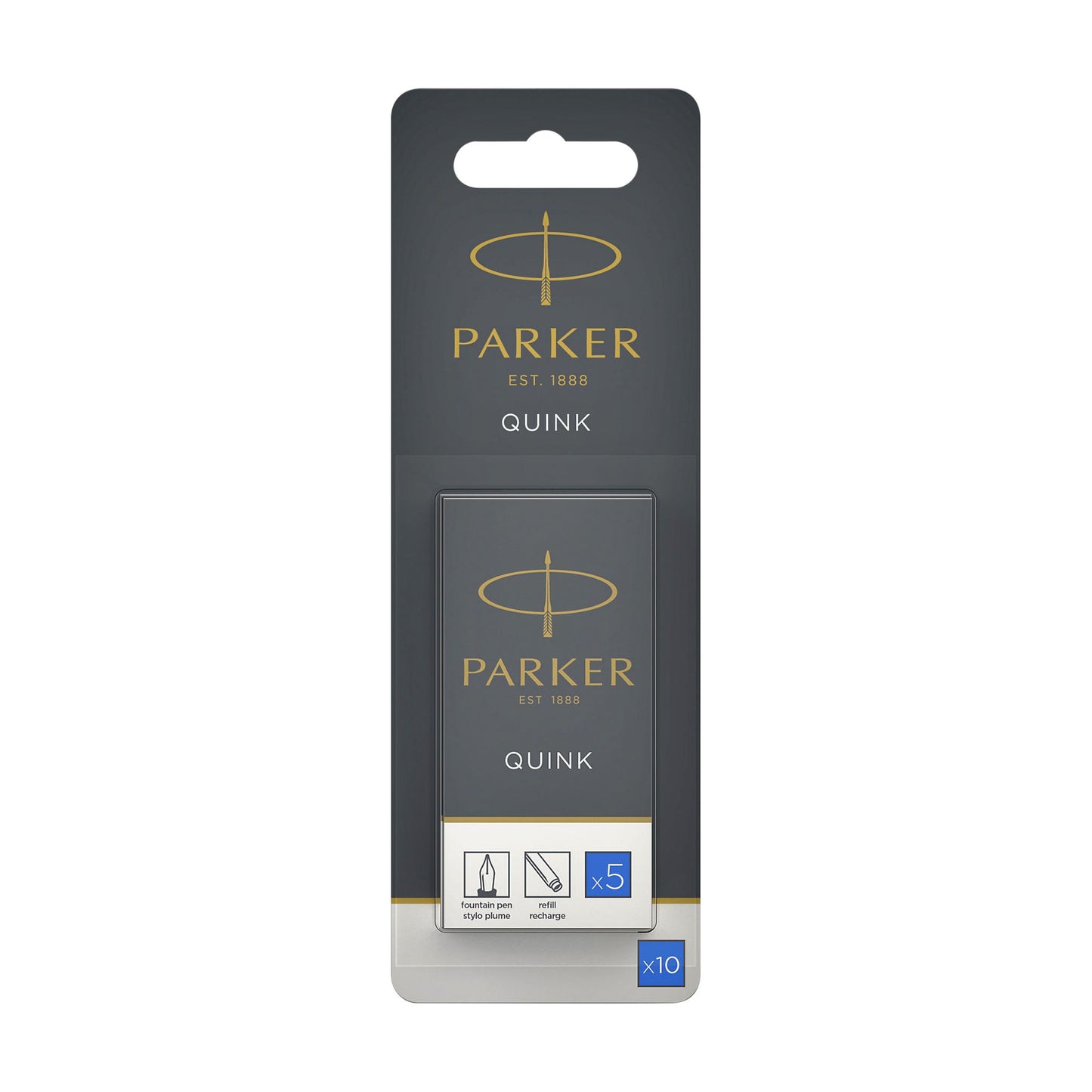 Parker - Cartouche d'encre Quink lavable bleue blister de 10 pièces
