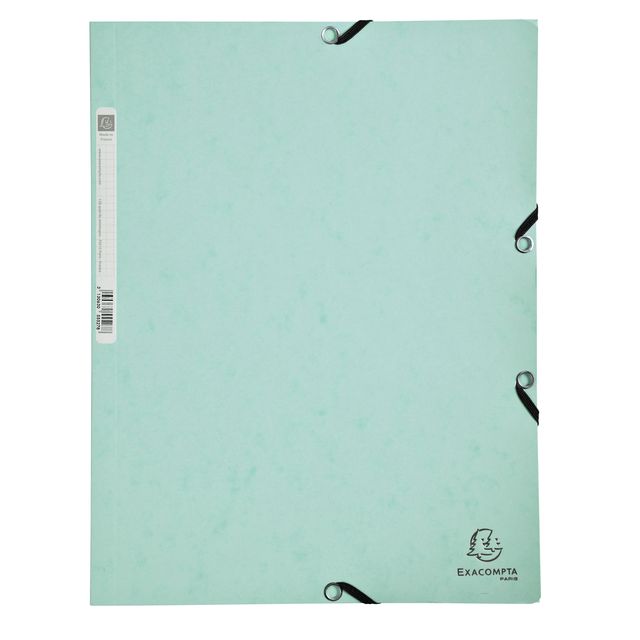 Exacompta - Elastomap aquarelle A4 3 rabats 400gr carton brillant vert | 5 pièces