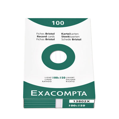Exacompta - Carte système 100x150mm ligne blanc 100 pièces