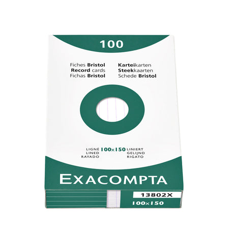Exacompta - Carte système 100x150mm ligne blanc 100 pièces