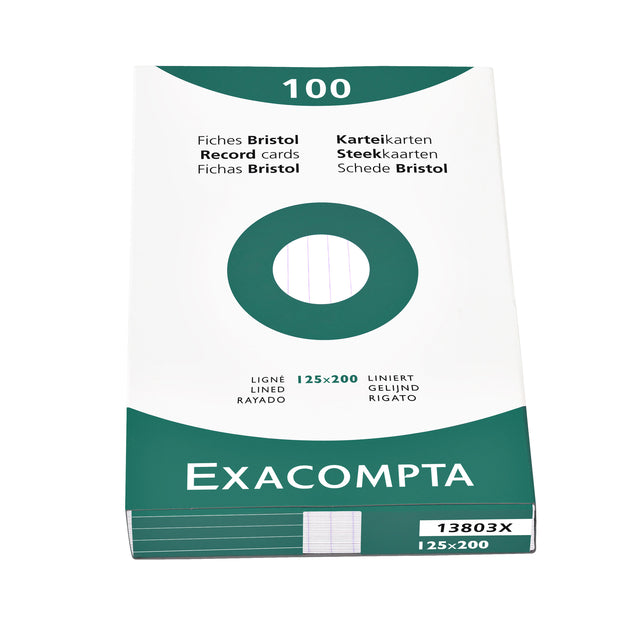 Exacompta -  Systeemkaart  125x200mm lijn wit