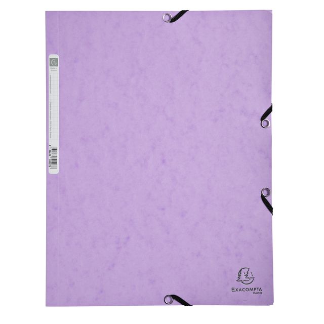Exacompta - Elastomap Aquarelle A4 3 rabats 400gr carton brillant lilas | 5 pièces