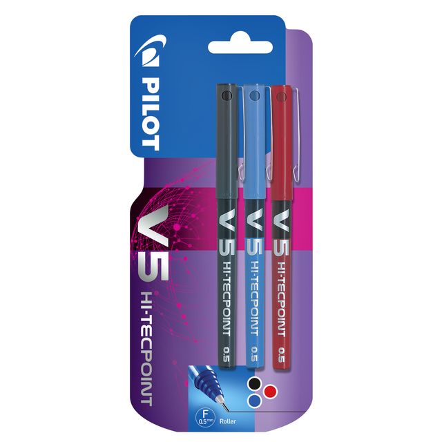 Pilot -  Rollerpen  v5 fijn 3st assorti