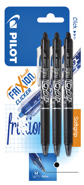 Pilot - Stylo roller frixion blrt-fr7 clicker m 3 pcs noir