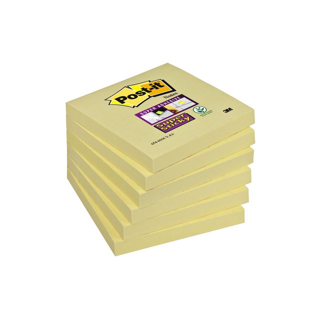 Post-it -  Memoblok  654 super sticky 76x76mm geel