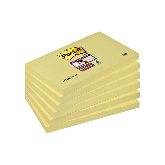 Post-it - Bloc mémo 655 super collant 76x127mm jaune