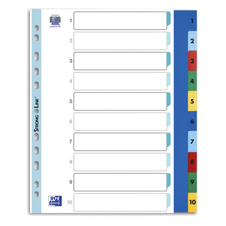 Oxford - Onglets A4+ 11 trous 1-10 PP couleur