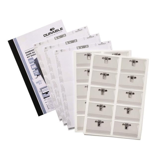 Durable -  Badge  met combiklem 54x90mm set 20st