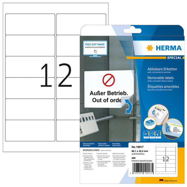 Herma - Herma 10017 A4 99.1x42.3mm Entfernung weiß