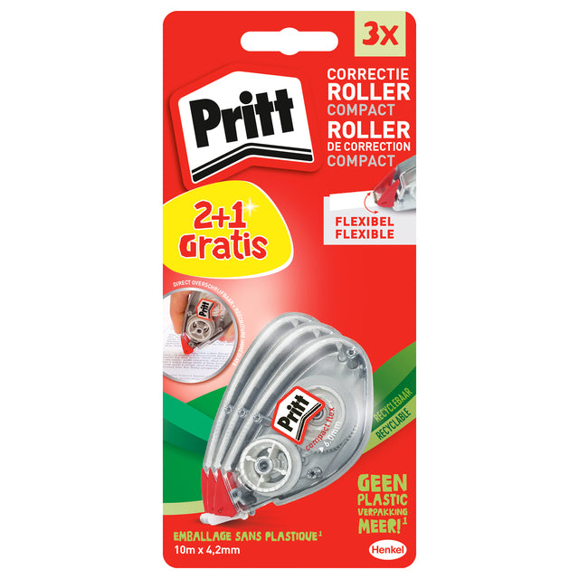 Pritt - Correction compact flex 4.2mm x 10m blister 2+1 offert