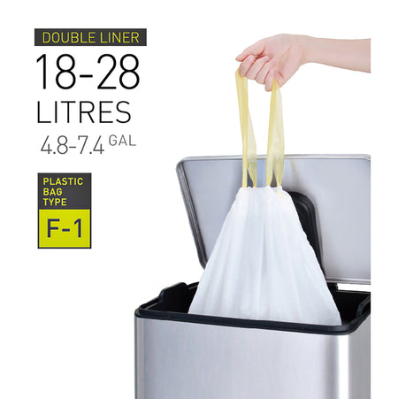 Quantore - Sac poubelle MDPE type F1 avec cordon 49x68cm 18-28L blanc rouleau de 20 pièces
