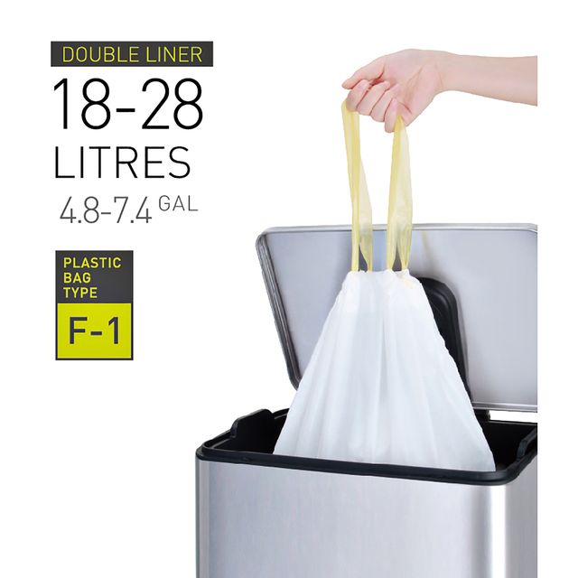 Quantore - Sac poubelle MDPE type F1 avec cordon 49x68cm 18-28L blanc rouleau de 20 pièces