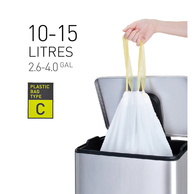 EKO - Sac poubelle MDPE type C avec cordon 45x50cm 10-15L blanc rouleau de 20 pièces