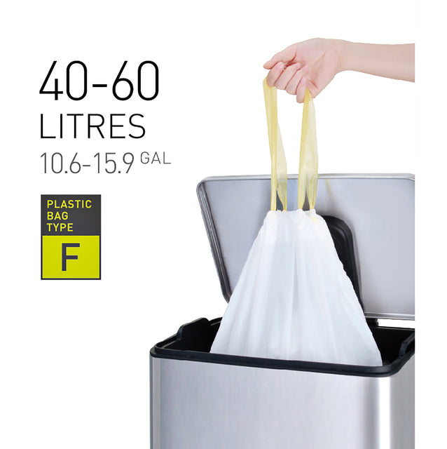 Eko - Sac poubelle MDPE type F avec cordon 64x75cm 40-60L blanc rouleau de 12 pièces