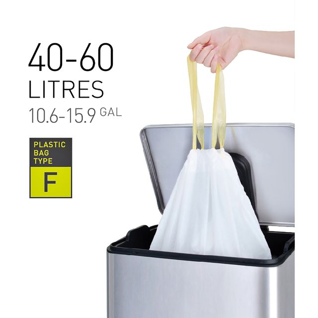 Eko - Sac poubelle MDPE type F avec cordon 64x75cm 40-60L blanc rouleau de 12 pièces