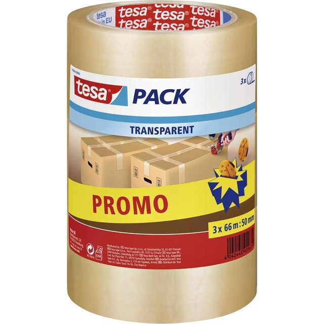 Tesa - Packaging pack® 66mx50mm transparent pack promo 3 rouleaux | 12 pièces