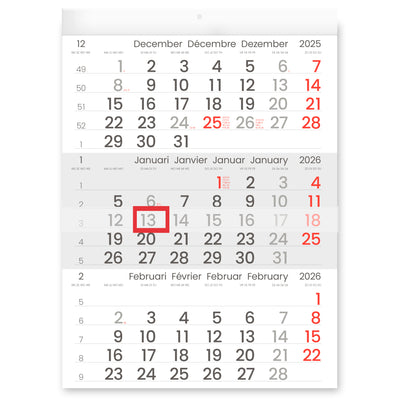 INNI - Calendrier 3 Mois 2026 Manager format compact | 10 pièces