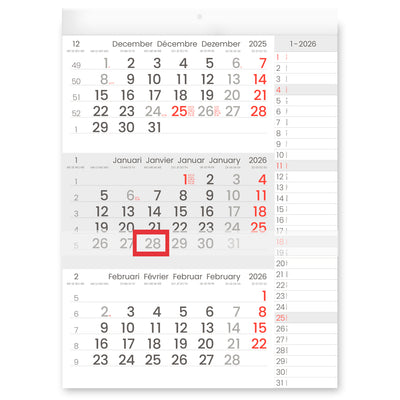 Quantore - Calendrier 3 mois 2026 INNI Manager format compact notes