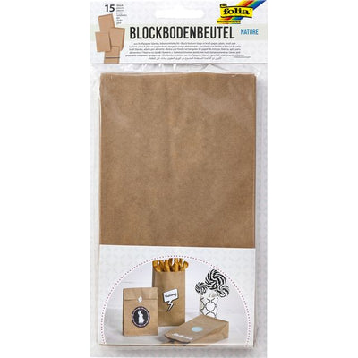 Folia Paper - Sac à fond bloc Folia 12x6x21cm kraft alimentaire lot de 15 pièces