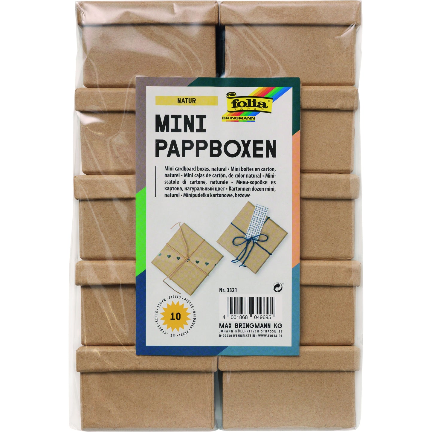 Folia Paper - Boîte carton Folia mini 7,5x7,5x4,5cm 10 pièces kraft
