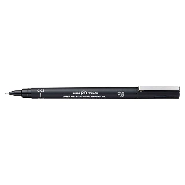 Uni -ball - Uni Pin Fineliner, Rundpunkt, 0,03 mm, schwarz