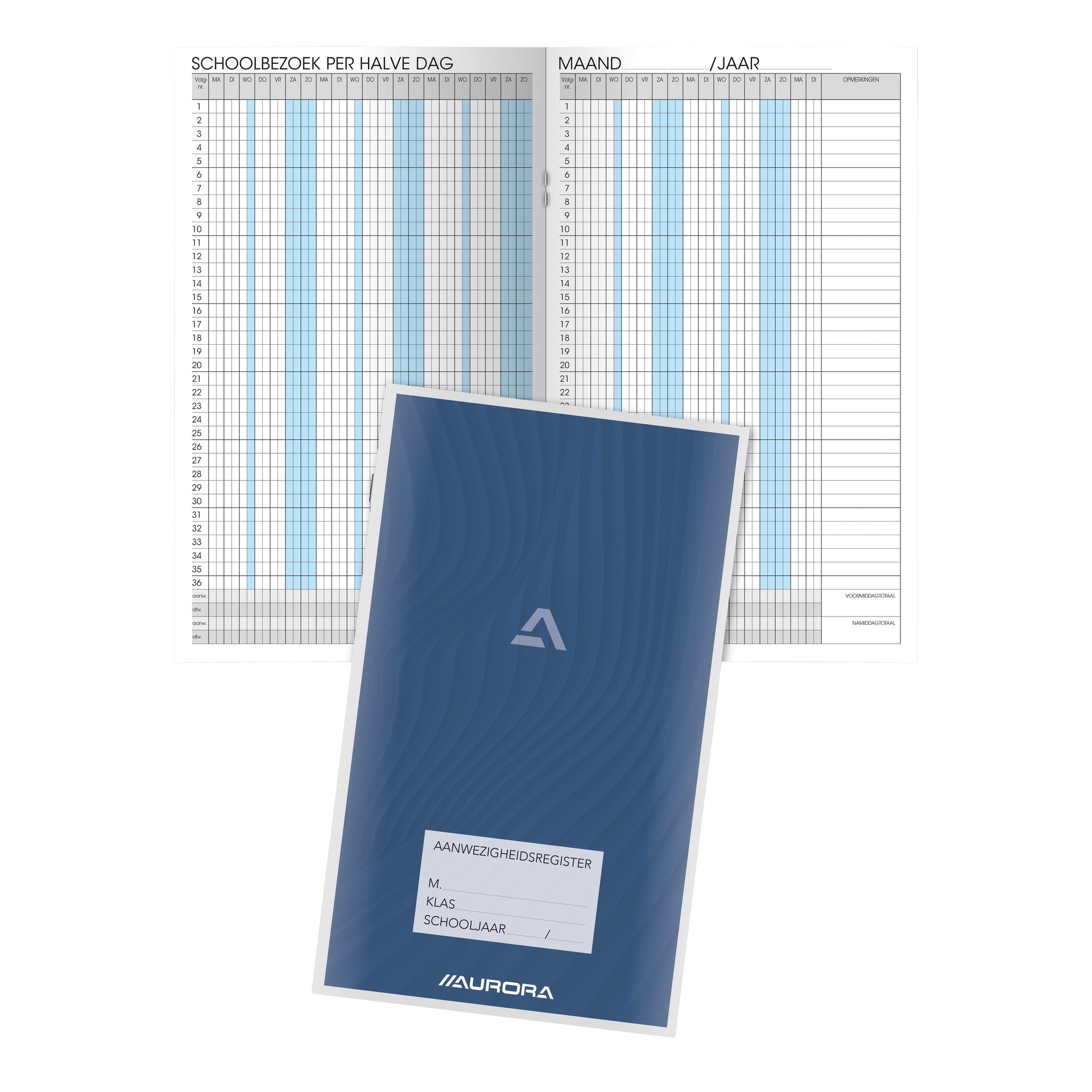 Aurora - Anwesenheitsliste 155x260mm Niederländisch 56 Seiten | 25 Stück