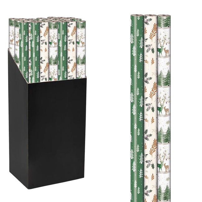 Klika -  Geschenkpapier Kerst Luxe, 70 cm x 2 m, geassorteerde kleuren