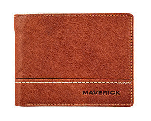 Maverick - Wallemonee Rough Gear mit Änderung des RFID -Leder -Cognacs