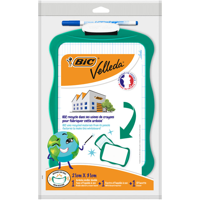 Bic -  Whiteboard Velleda 21x31cm inclusief stift en wisser recycle | 24 stuks