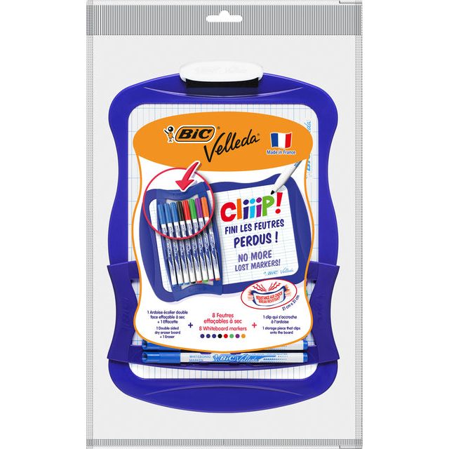 BIC - tableau blanc BIC 21x31cm avec 8 marqueurs et essuie-glace | 24 pièces