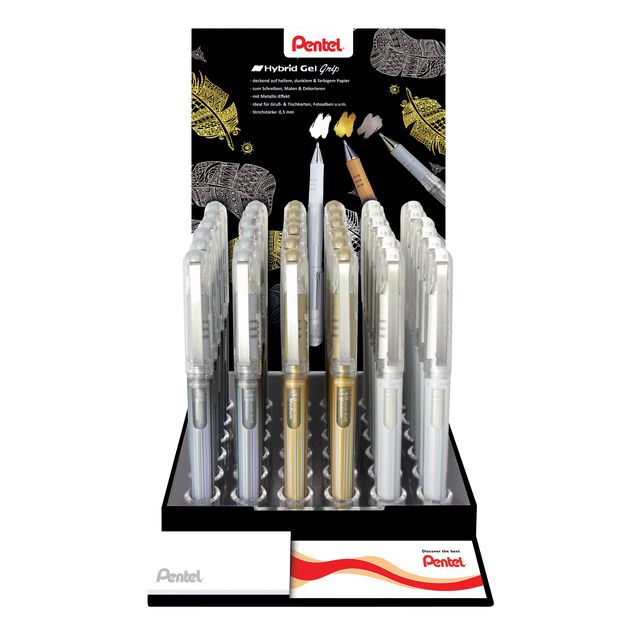Pentel - Gel Writer K230M moyen métallisé assorti 3 couleurs | 36 pièces