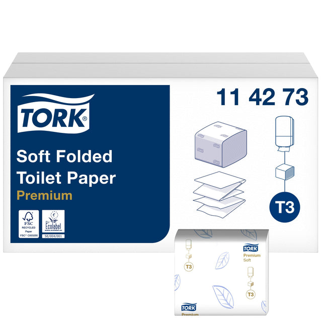 Tork - Papier toilette T3 plié 2 couches 110x190mm blanc 114273