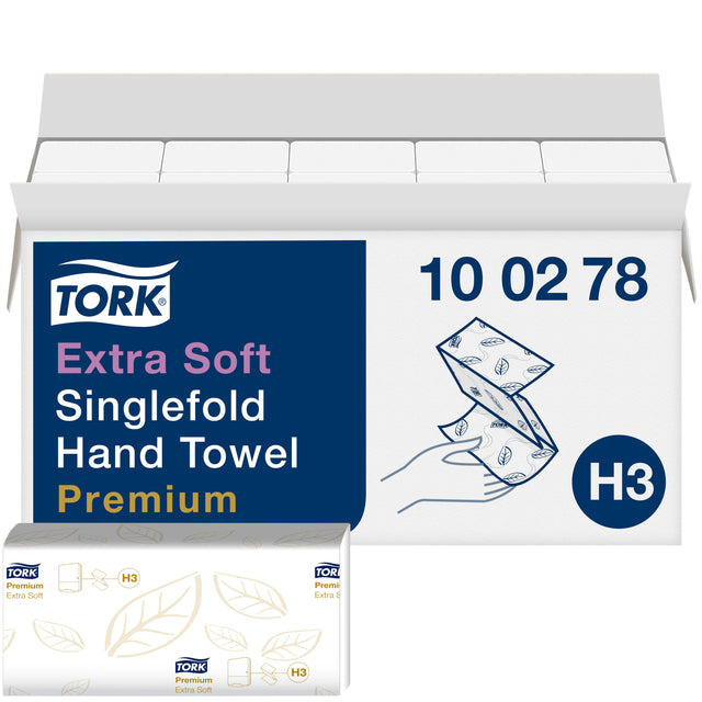 Tork -  Handdoek H3 singlefold 2-laags 226x230mm 15x200 vel wit 100278